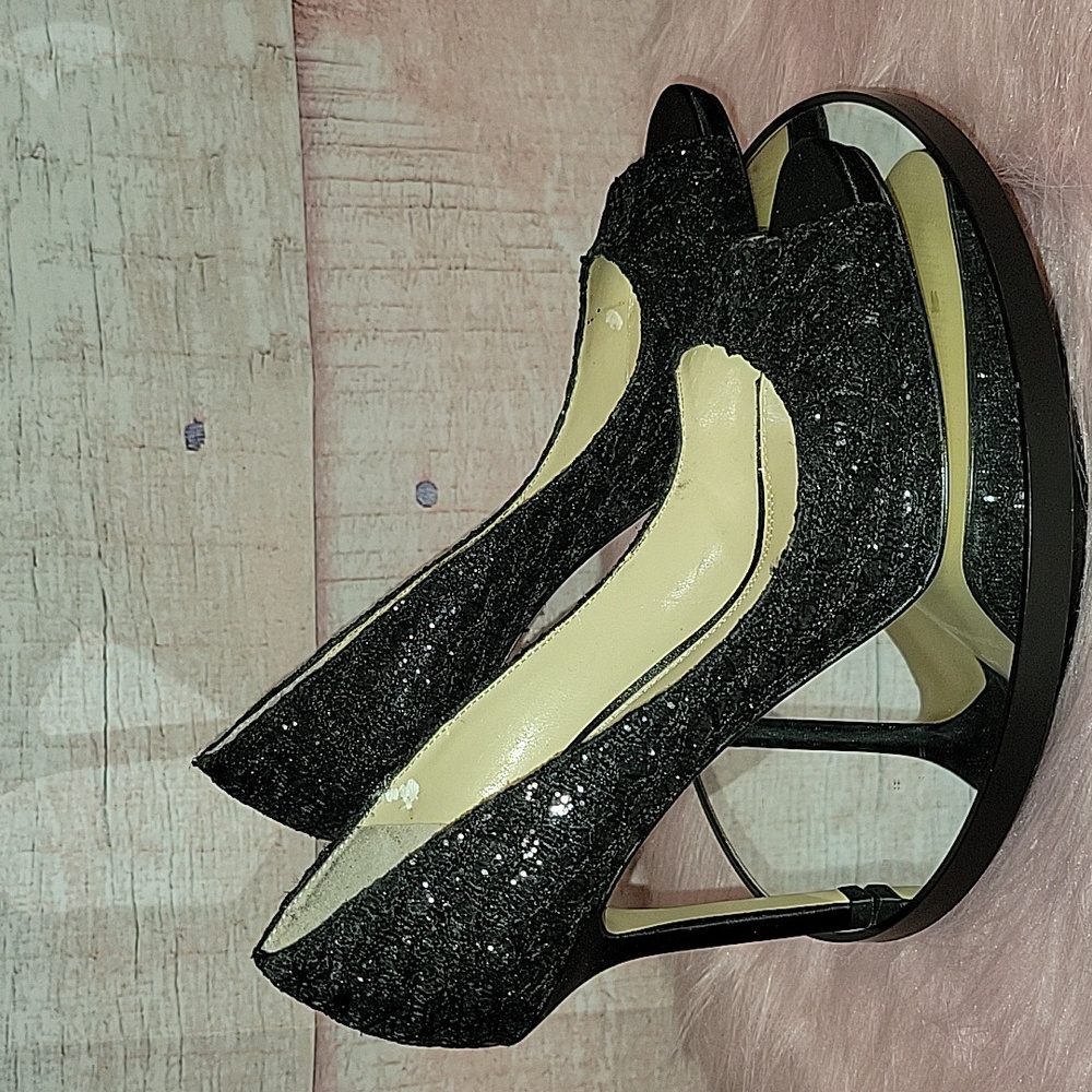 Enzo Angiolini Black Sparkly Heels
